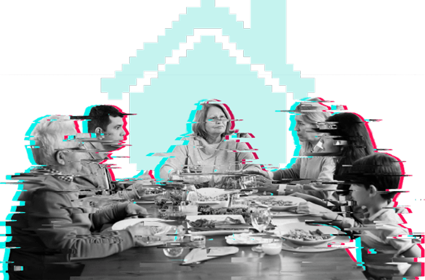 familiares y amistades discutiendo